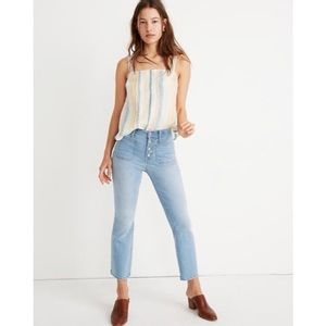 Madewell Retro Cali Demi-Boot High Waist Button Up Front Crop Jeans Quince Wash